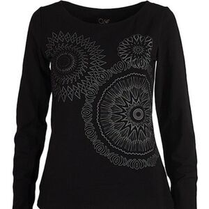 COLINE black t-shirt triple burst long‎ sleeve tee shirt L